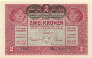 1917. 2K "Deutschösterreich" felülbélyegzéssel (3x) egymásutáni sorszámmal T:I