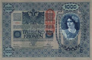 1902. 1000K piros függőleges "DEUTSCHÖSTERREICH" felülbélyegzéssel T:I