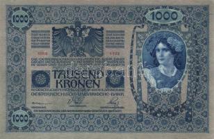 1902. 1000K piros függőleges "DEUTSCHÖSTERREICH" felülbélyegzéssel T:I
