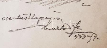 Márton Ferenc (1884-1940): 1933 Jaboree: A debreceni Máv műhely kapuja. Ceruza, papír, jelzett, 20×2...