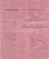 1921.01.03. Román határátlépő engedély román illetékbélyegekkel / Rumänischer Grenzeüberschreitungsa...