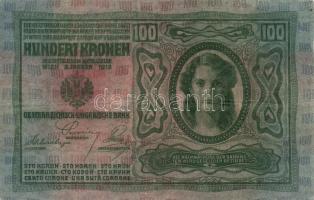 1912. 100K piros "MAGYARORSZÁG" körbélyegzővel T:III(kétszer hajtva)