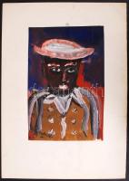 Gábor M jelzéssel: Omár. Vegyes technika, papír, jelzett, 28×18 cm