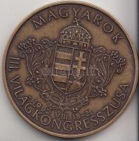 Bognár György (1944-) 1992. "Magyarok III. Világkongresszusa emlékére / Kőrösi Csoma Sándor" Br emlékérem (42,5mm) T:1