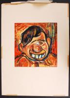 Gaál Endre (1904-?): Vigyorgó. Tempera, karton, jelzett, 23×22 cm