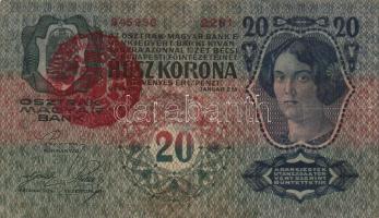 1913. 20K + 1915. 10K mindkettő piros "MAGYARORSZÁG" körbélyegzővel T:III-,IV