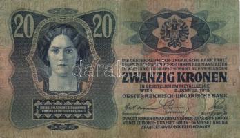 1913. 20K + 1915. 10K mindkettő piros "MAGYARORSZÁG" körbélyegzővel T:III-,IV