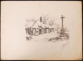 Bónis Judith: Hófedte faluszél (1898). Ceruza, papír, apró szakadások, jelzett, 15×21 cm