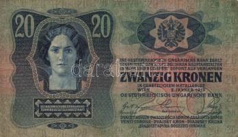 1913. 20K (2x) román és szerb felülbélyegzéssel T:III-