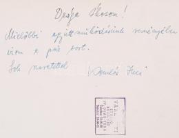 Komlós Juci (1919-2011) színésznő saját kezű aláírása az őt ábrázoló filmfotón (fotóméret: 30x24 cm)