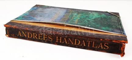 1987 Andrees Allgemeiner Handatlas 120 térképpel nagyalakú, kissé megviselt vászonborítású félbőr  a...
