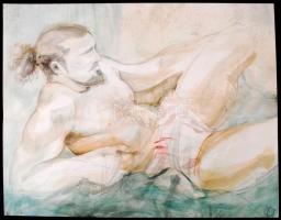 MP jelzéssel 5 db akvarell, papír, 23×21-33×42 cm