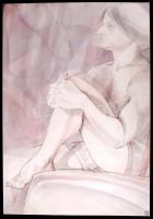 MP jelzéssel 5 db akvarell, papír, 23×21-33×42 cm