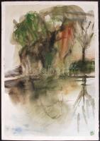 MP jelzéssel 5 db akvarell, papír, 23×21-33×42 cm