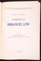 Semetic Studies in memory of Immanuel Löw. Edited by Alexander Scheiber Ph. D. Professor of the Jewi...
