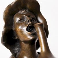 J.B Deposee, ivó fiú, bronz, márvány talapzaton, jelzett, m:37 cm