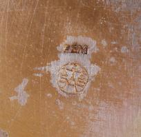 Rózsás cukortartó, fém, jelzett, apró horpadásokkal, m:12 cm, sz:11 cm, h:18 cm/ Metal sugarbox