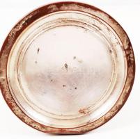 Jelzett fém antik gyertyatartó, m:23 cm