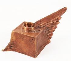 Katona Katalin (1948-): Szárnyas gyertyatartó, bronz, jelzett, h:14 cm, m:8,5 cm