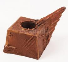 Katona Katalin (1948-): Szárnyas gyertyatartó, bronz, jelzett, h:9 cm, m:5 cm