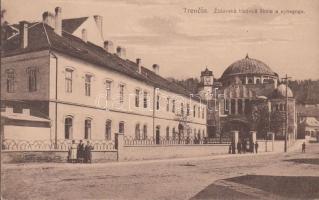 Trencsén, Trencín; zidovska ludova skola a synagoga / Jewish school and synagogue