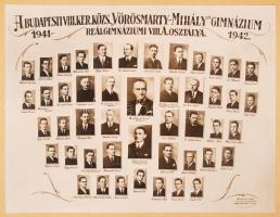 1925 A Budapest VIII. Ker. Közs. "Vörösmarty-Mihály" Gimnázium tablója, kartonra kasírozva, 21x16 cm