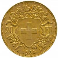 Svájc 1935B 20Fr Au "Helvetia" (6.46g/0.900) T:2
Switzerland 1935B 20 Francs Au "Helv...