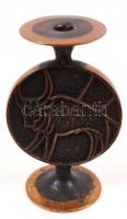 Iparművész gyertyatartó, bika horoszkópjeggyel, bronz, jelzés nélkül, m:11 cm