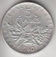 Franciaország 1960. 5Fr Ag T:2
France 1960. 5 Francs Ag C:XF
Krause KM#926
