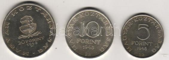 1948. 5Ft + 10Ft + 20Ft Ag "Szabadságharc" T:2 ph