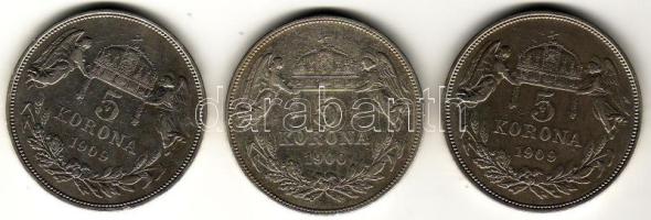 1900. 5K Ag + 1909. 5K Ag (2x) T:3+
