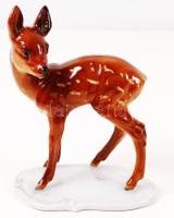 Porcelán őz, hibátlan, jelzés nélkül, m: 14 cm / porcelain deer, 14 cm