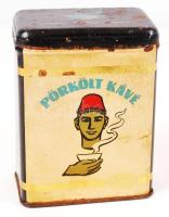 Régi fém pörkölt kávés doboz, m:11 cm