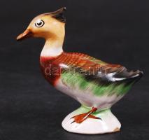 Bodrogkeresztúri kézzel festett kerámia kacsa, hibátlan, jelzett, m: 9 cm / ceramic duck figure, 9 cm