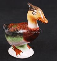 Bodrogkeresztúri kézzel festett kerámia kacsa, hibátlan, jelzett, m: 9 cm /
ceramic duck figure, 9 c...