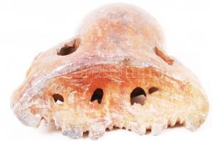 Majmos írószertartó, faragott zsírkő, sérült,  9×7 cm