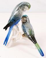 Porcelán papagájpár ENS jelzéssel, hibátlan, m: 17 cm /
porcelain parrots