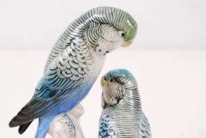 Porcelán papagájpár ENS jelzéssel, hibátlan, m: 17 cm /
porcelain parrots