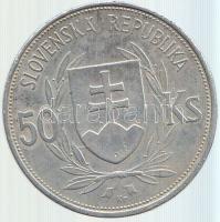 Szlovákia 1944. 50K Ag "Függetlenség 5. évfordulója" T:2- Slovakia 1944 50 Korun Ag "5th Anniversary of Independence" C:VF