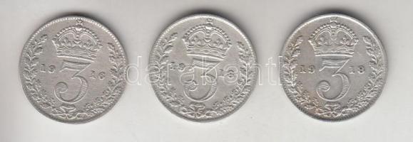 Nagy-Britannia 1916-1918. 3p Ag "V. György" (3x) T:2-,3
Great Britain 1916-1918. 3 Pence A...