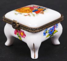 Pocelán mintás szelence, jelzés nélkül, hibátlan, 5x5x4 cm