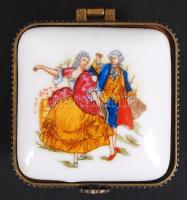 Pocelán mintás szelence, jelzés nélkül, hibátlan, 5x5x4 cm