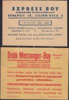 1942-1948 Bp., Express-Boy és Deák Messenger-Boy levelezőlapja