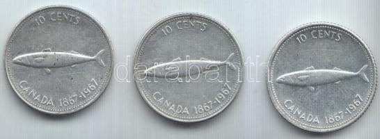 Kanada 1967. 10c Ag (3x) T:2,2-
Canada 1967. 10 Cents Ag (3x) C:XF,VF
Krause KM#67