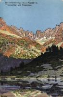 6 db régi Tátra városképes lap: Menguszfalvi-völgy, Poprádi-tó, Oszterva, Nagyparpatak, Csorba-tó, Z...