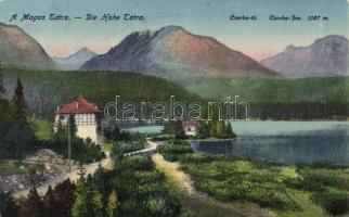 6 db régi Tátra városképes lap: Menguszfalvi-völgy, Poprádi-tó, Oszterva, Nagyparpatak, Csorba-tó, Z...