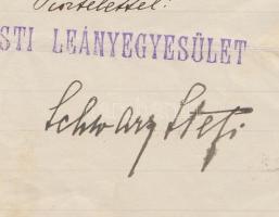 1909 Bp., Schwarz Stefi levele a Budapesti Leányegyesület fejléces levélpapírján