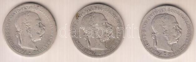 Ausztria 1894-1902. 1K Ag (3x) T:3
Austria 1894-1902. 1 Corona Ag (3x) C:F
Krause KM#2804