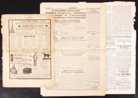 1848-1925 3 db újság: Budapesti Híradó (1848), Nemzeti Hírlap (1889), Magyar Hírlap (1925)