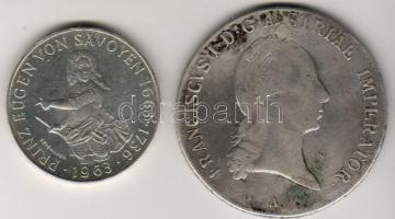 Ausztria 1824A Thaler Ag "Ferenc" + 1963. 25Sch Ag T:3/3-
